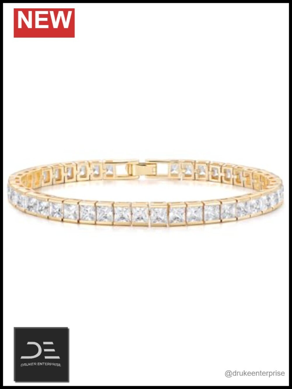5A Cubic Zirconia Tennis Bracelet, Yellow Gold Plated Hypoallergenic Women Gift
